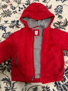 GAP Bright Red Hooded Windbreaker for Kids